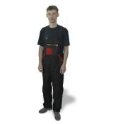 Odemon pracovní kalhoty s laclem LUX V černo-červené